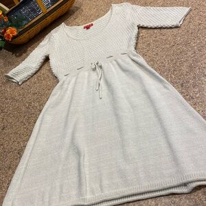 Elle Cream Off White Dress Small Shiny Silver Thread Details
